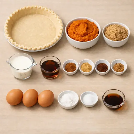 Ingredients for Harvest Spice Pumpkin Pie
