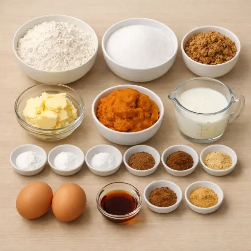 Ingredients for Harvest Spiced Pumpkin Cake