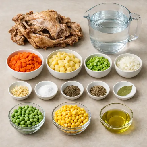 Ingredients for Harvest Turkey Carcass Soup
