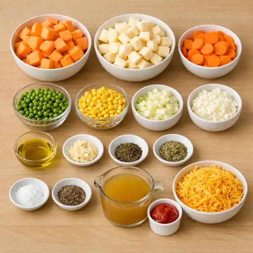 Ingredients for Harvest Vegetable Shepherd's Pie