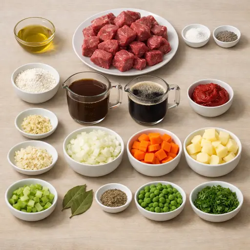 Ingredients for Hearty Ale Beef Stew