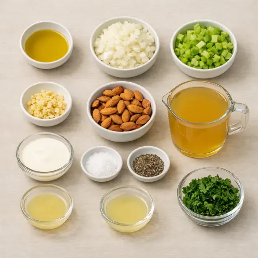 Ingredients for Hearty Almond & Celery Cream Soup