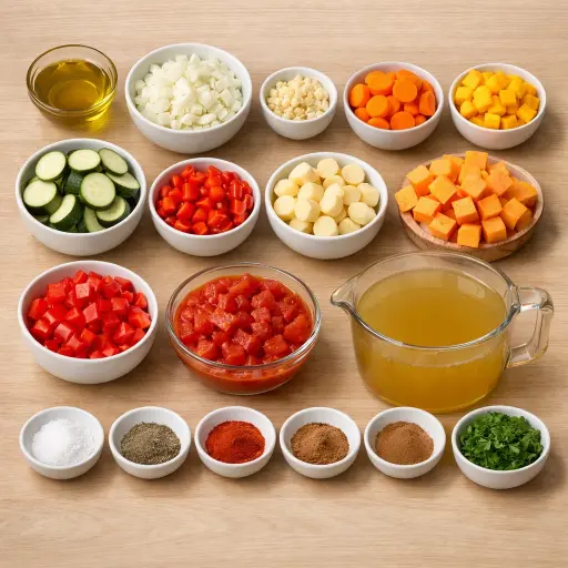 Ingredients for Hearty Autumn Harvest Vegetable Soup