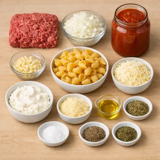Ingredients for Hearty Baked Pasta Delight