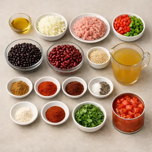 Ingredients for Hearty Bean & Quinoa Stuffed Pepper Soup
