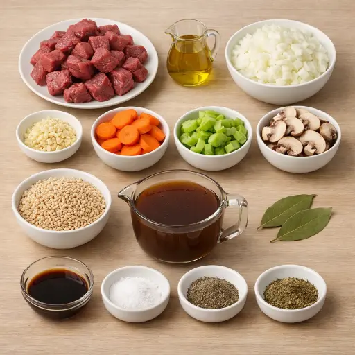 Ingredients for Hearty Beef and Barley Soup
