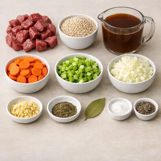 Ingredients for Hearty Beef and Barley Stew