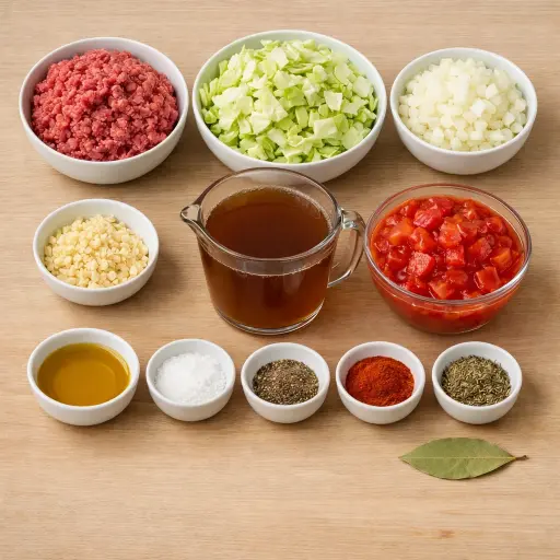 Ingredients for Hearty Beef and Cabbage Stew