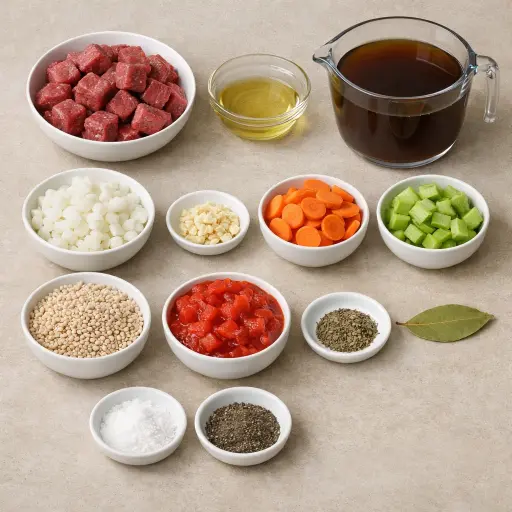 Ingredients for Hearty Beef Barley Soup