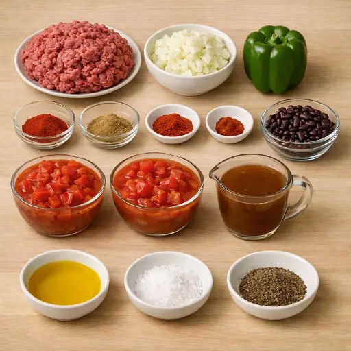 Ingredients for Hearty Beef Chili