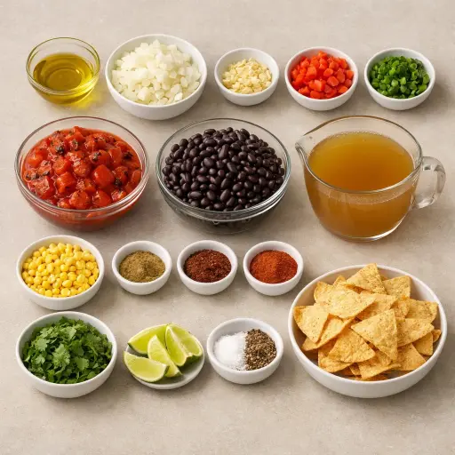 Ingredients for Hearty Black Bean Taco Soup