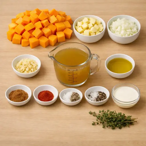 Ingredients for Hearty Butternut Squash & Apple Soup