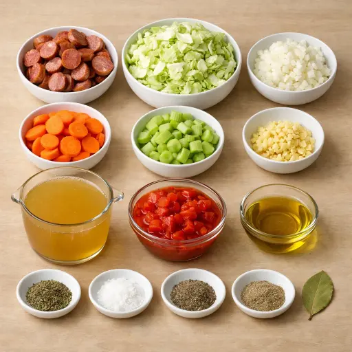 Ingredients for Hearty Cabbage and Sausage Stew