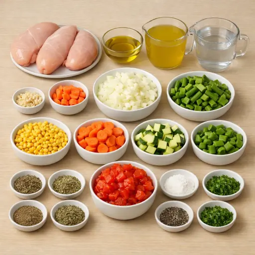Ingredients for Hearty Chicken & Herb Garden Soup
