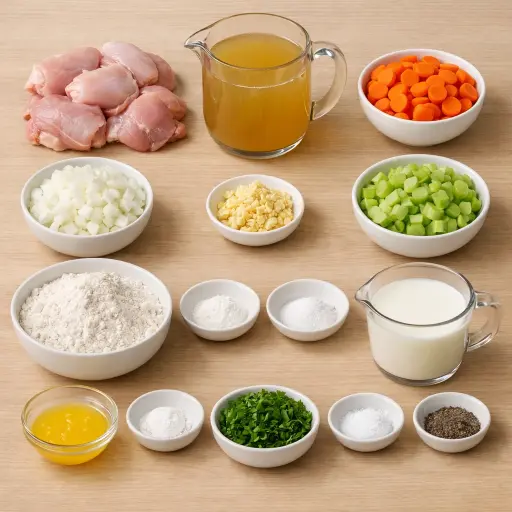 Ingredients for Hearty Chicken and Dumplings Soup
