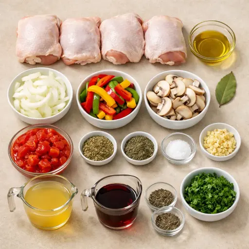 Ingredients for Hearty Chicken Cacciatore