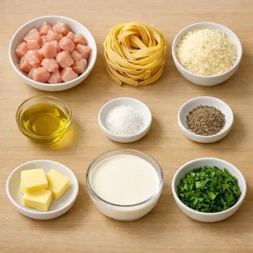 Ingredients for Hearty Chicken Fettuccine