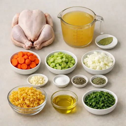 Ingredients for Hearty Chicken Noodle Soup