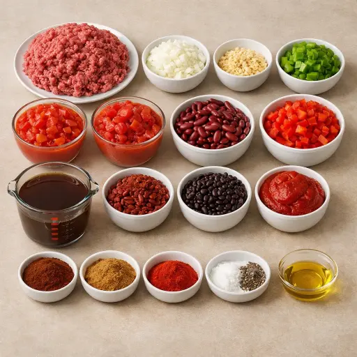 Ingredients for Hearty Classic Chili