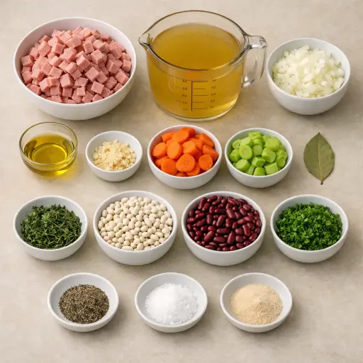 Ingredients for Hearty Country Ham and Bean Stew