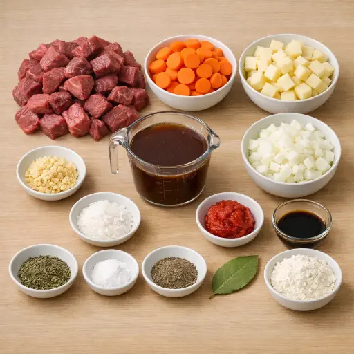 Ingredients for Hearty Crockpot Beef Stew