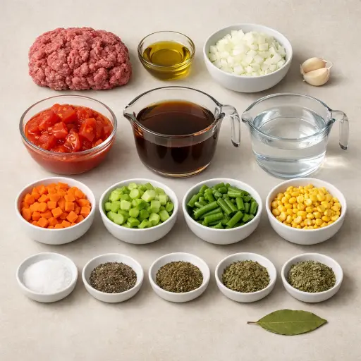 Ingredients for Hearty Farmhouse Beef Soup