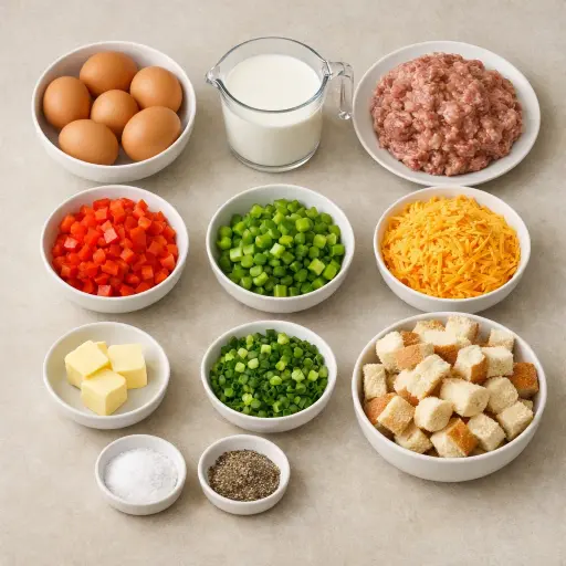 Ingredients for Hearty Farmhouse Breakfast Casserole
