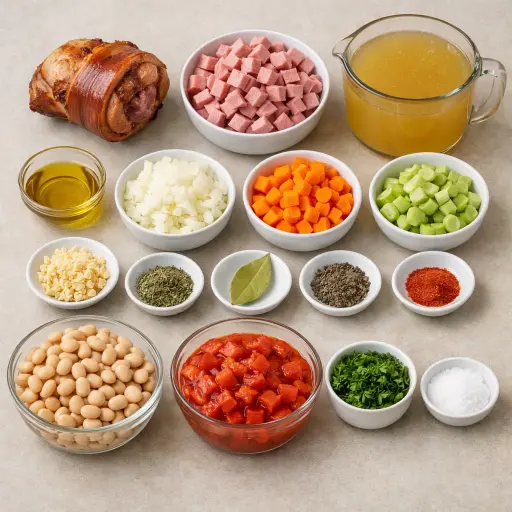 Ingredients for Hearty Ham and Bean Delight