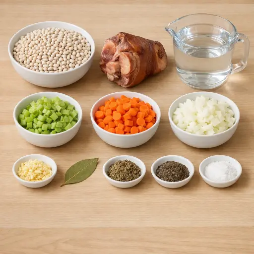 Ingredients for Hearty Ham and Bean Supper