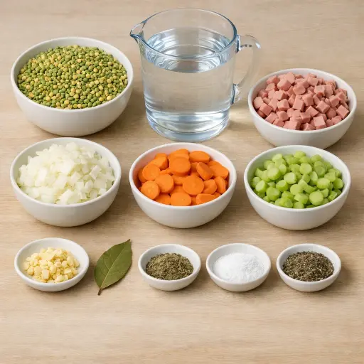 Ingredients for Hearty Ham and Split Pea Soup