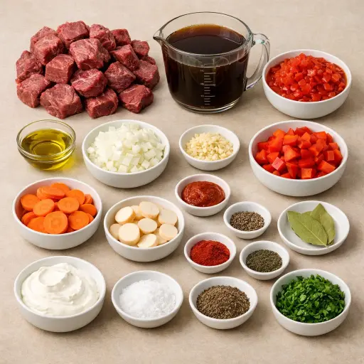 Ingredients for Hearty Harvest Goulash Soup