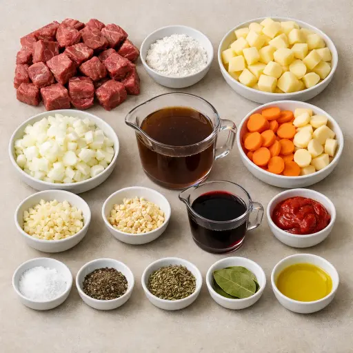 Ingredients for Hearty Harvest Slow Cooker Beef Stew