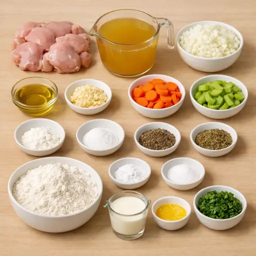 Ingredients for Hearty Herb Chicken and Dumplings