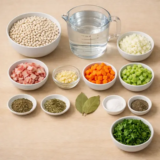 Ingredients for Hearty Herb-Infused Navy Bean Soup