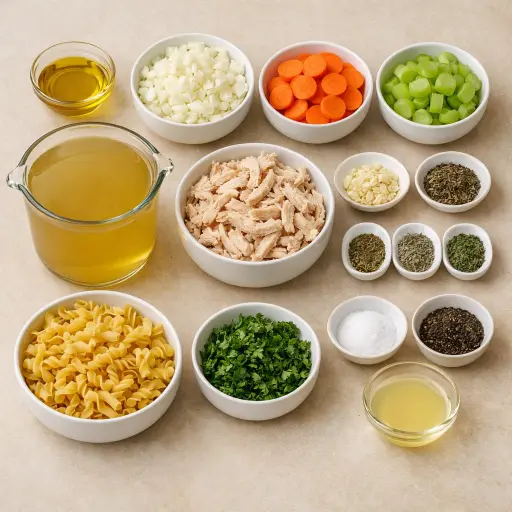 Ingredients for Hearty Herbed Chicken Noodle Soup
