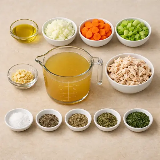 Ingredients for Hearty Homemade Chicken Noodle Soup