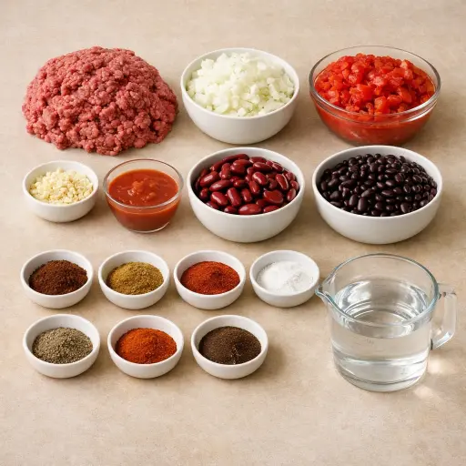 Ingredients for Hearty Homemade Chili