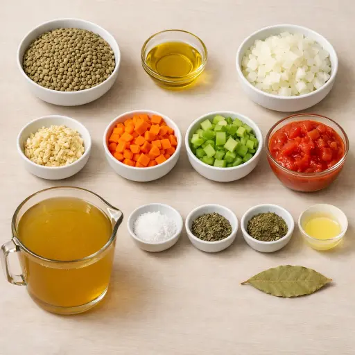 Ingredients for Hearty Homestead Lentil Soup