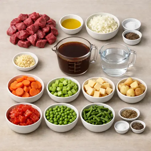 Ingredients for Hearty Homestead Vegetable Beef Soup