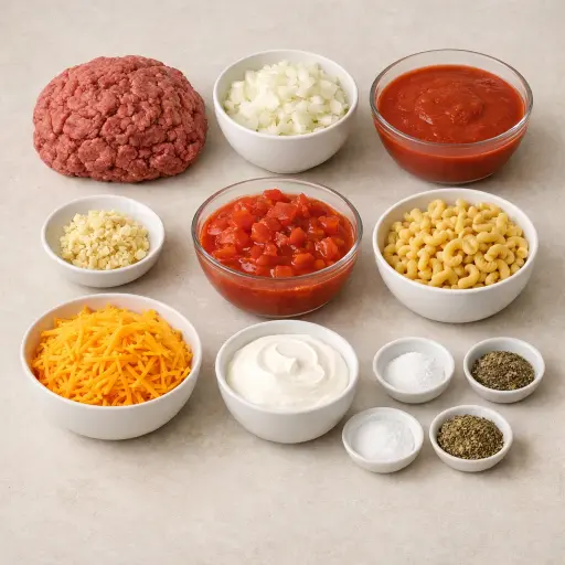 Ingredients for Hearty Homestyle Beef Bake