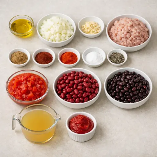 Ingredients for Hearty Homestyle Chicken Chili