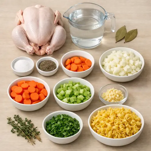 Ingredients for Hearty Homestyle Chicken Soup