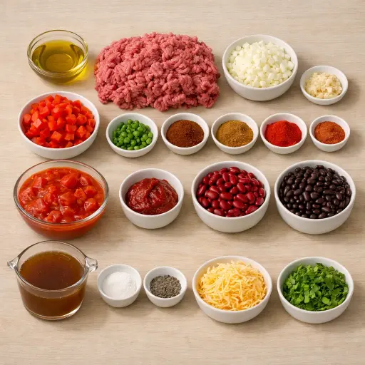 Ingredients for Hearty Homestyle Chili