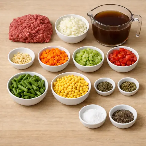 Ingredients for Hearty Homestyle Hamburger Soup