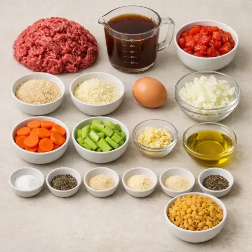 Ingredients for Hearty Homestyle Meatball Soup