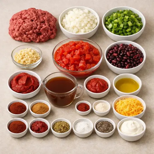 Ingredients for Hearty Homestyle Slow-Cooker Chili