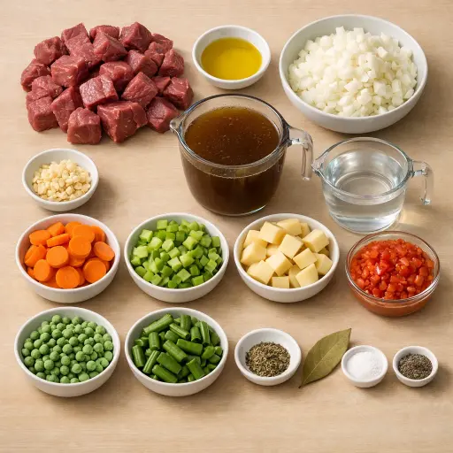 Ingredients for Hearty Homestyle Vegetable Beef Soup