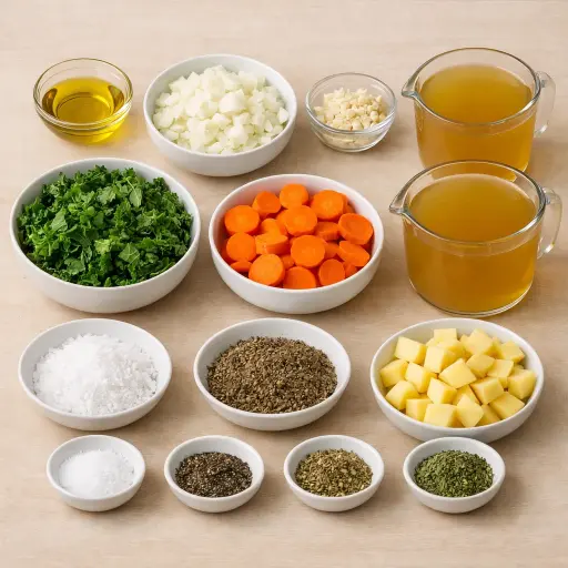 Ingredients for Hearty Kale and Vegetable Soup