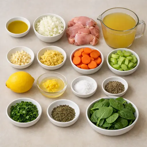 Ingredients for Hearty Lemon Ginger Chicken Soup