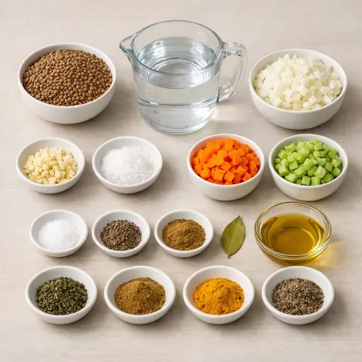 Ingredients for Hearty Lentil Broth